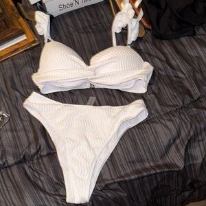 SHEIN White Textured Bikini Set